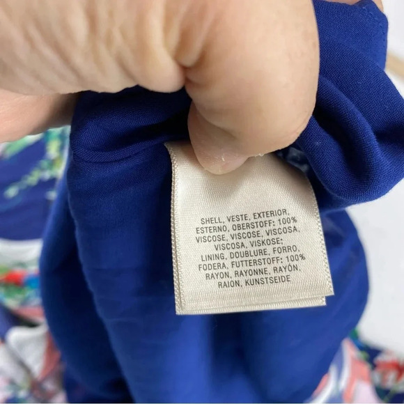 Maeve Anthropologie Womens 6P Blue Floral Midi Length Sleeveless Belted Dress - Picture 7 of 8